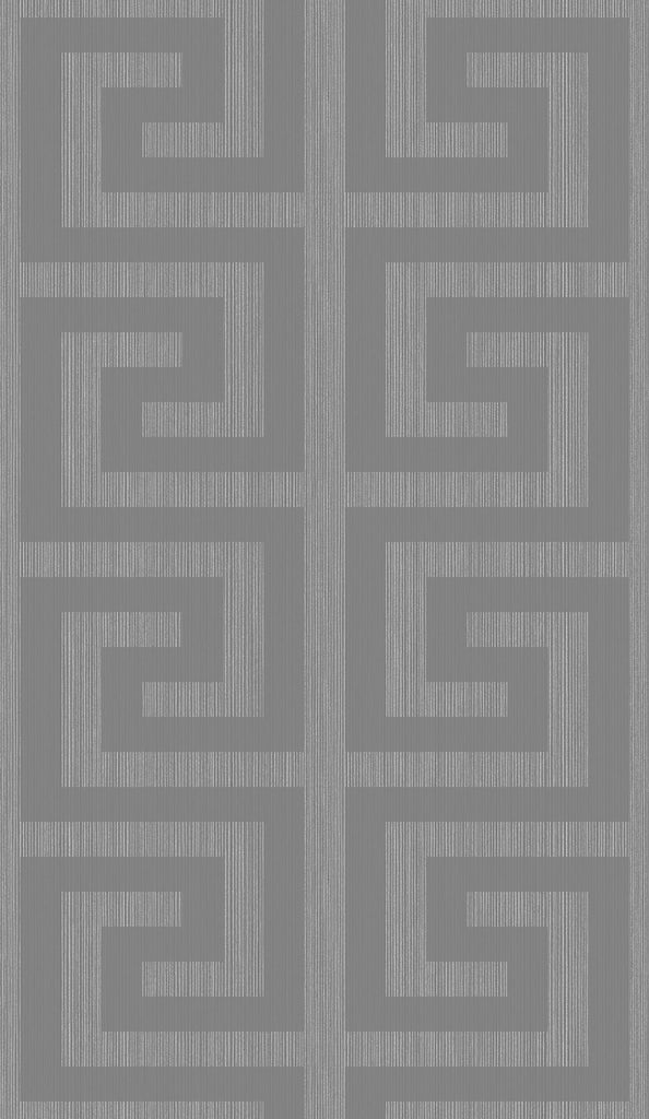 Essential Greek Key - Metallic Silver & Earl Gray Wallcovering | Malibu Wallpaper