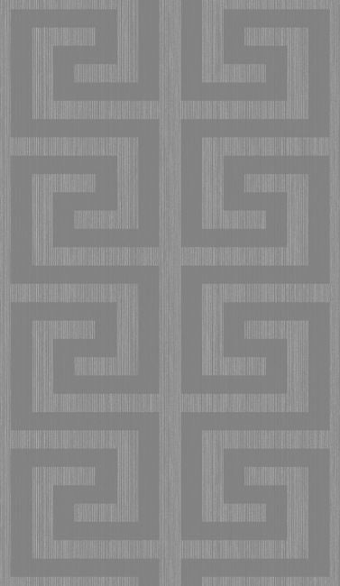 Essential Greek Key - Metallic Silver & Earl Gray Wallcovering | Malibu Wallpaper