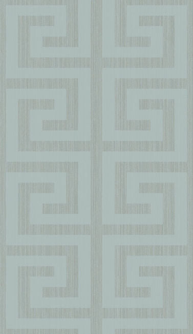 Essential Greek Key - Metallic Sea Green Wallcovering | Malibu Wallpaper