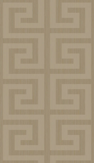 Essential Greek Key - Khaki & Metallic Champagne Wallcovering | Malibu Wallpaper