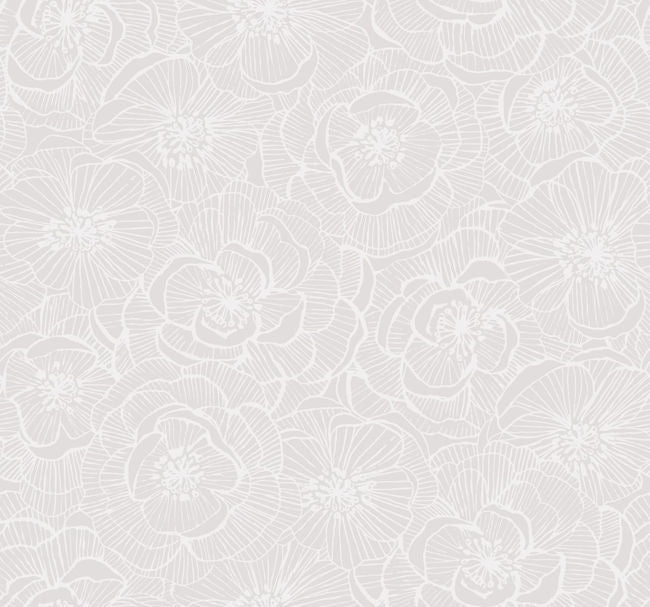 Line Work Floral Wallcovering | Malibu Wallpaper