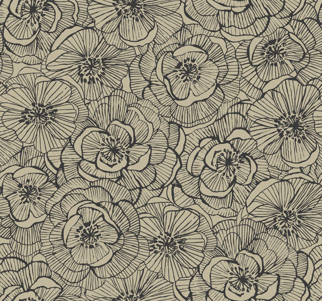 Line Work Floral Wallcovering | Malibu Wallpaper