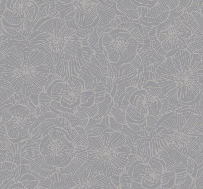 Line Work Floral Wallcovering | Malibu Wallpaper