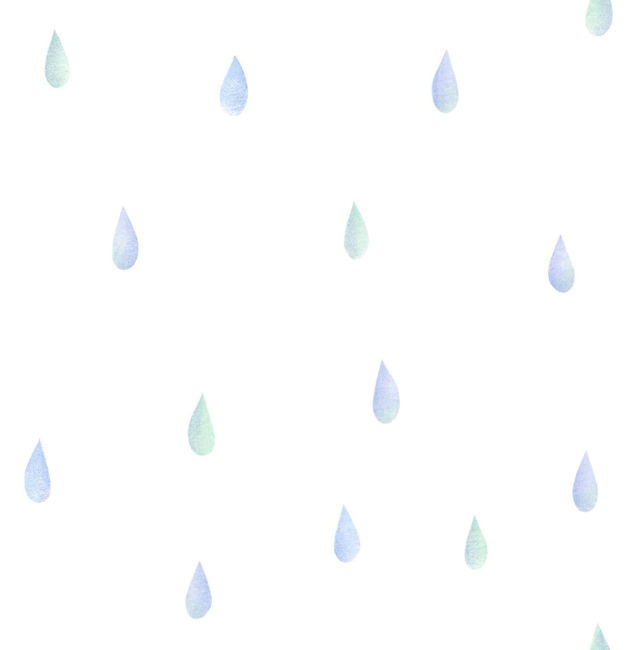 Raindrops - Periwinkle and Mint Wallcovering | Malibu Wallpaper