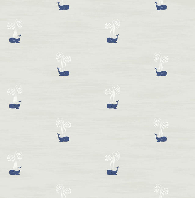 Tiny Whales - Soft Gray and Navy Wallcovering | Malibu Wallpaper