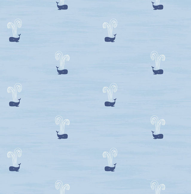 Tiny Whales - Sky Blue and Navy Wallcovering | Malibu Wallpaper