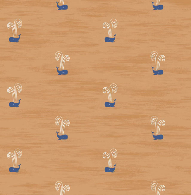 Tiny Whales - Orange and Navy Wallcovering | Malibu Wallpaper