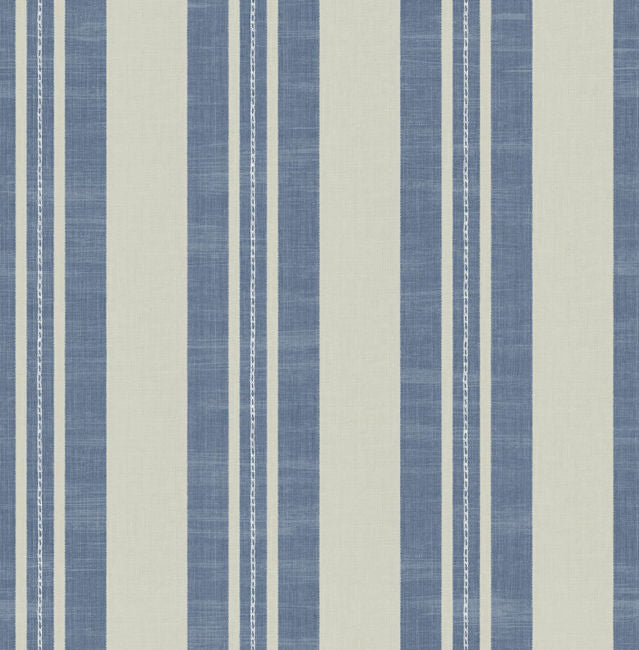 Linen Stripe - Denim and Soft Gray Wallcovering | Malibu Wallpaper