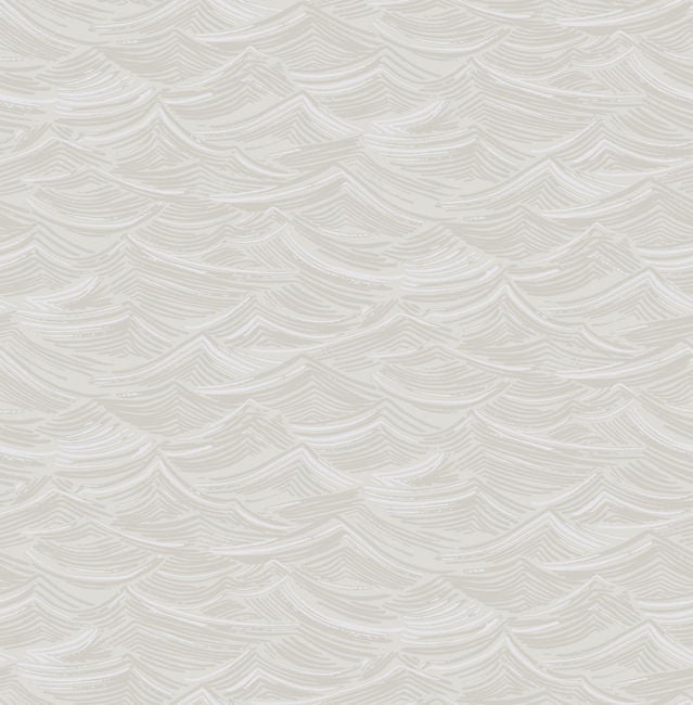 Waves - Soft Gray and White Wallcovering | Malibu Wallpaper