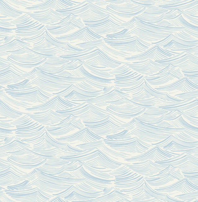 Waves - Sky Blue Wallcovering | Malibu Wallpaper