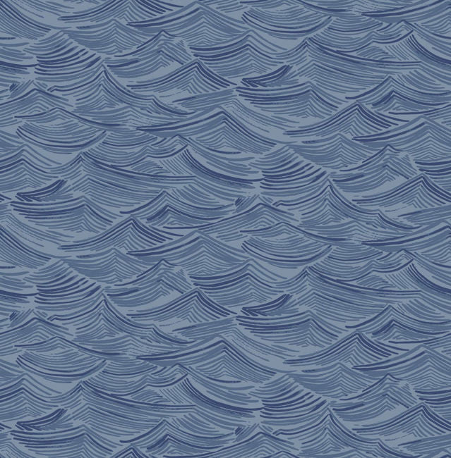 Waves - Carolina Blue Wallcovering | Malibu Wallpaper
