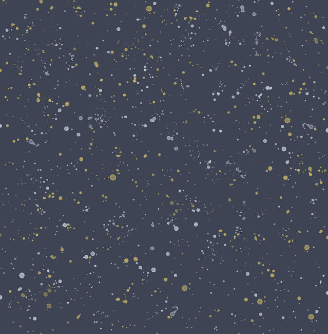 Paint Splatter - Navy and Metallic Gold Wallcovering | Malibu Wallpaper