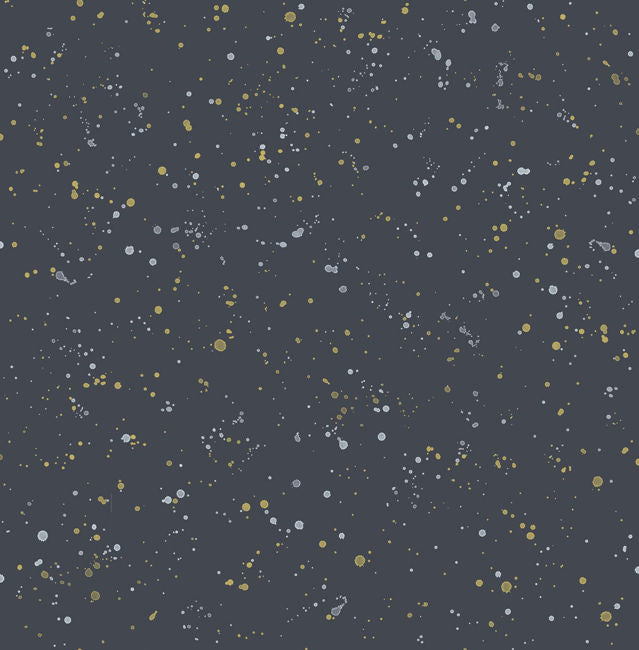 Paint Splatter - Midnight Blue and Metallic Gold Wallcovering | Malibu Wallpaper