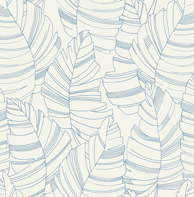 Jungle Leaves - Carolina Blue Wallcovering | Malibu Wallpaper