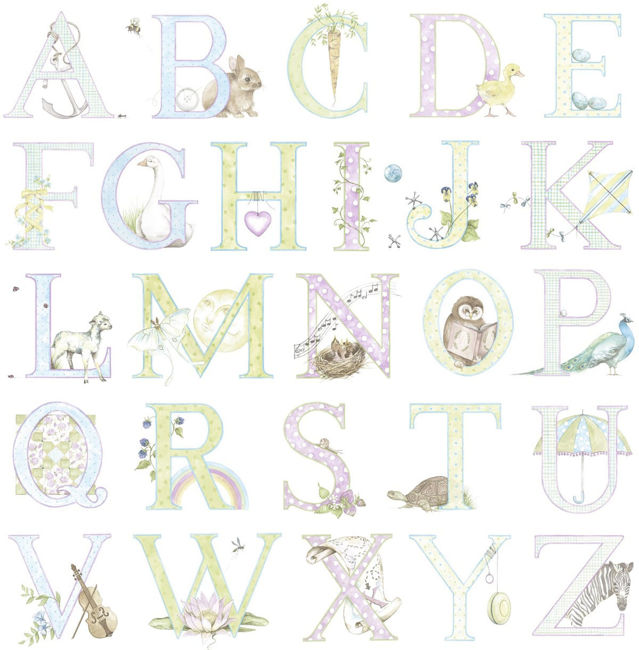 Alphabet - Light Pastel Wallcovering | Malibu Wallpaper