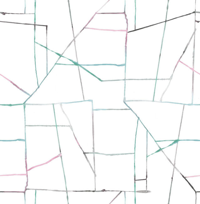 Geo Creative - Pink, Teal, and Gray Wallcovering | Malibu Wallpaper