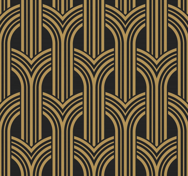 Broadway Arches - Antique Gold Wallcovering | Malibu Wallpaper