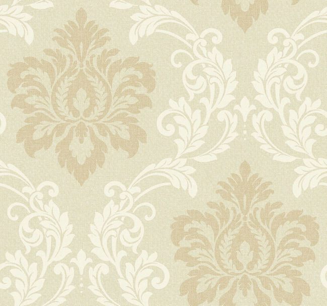 Deco Damask - Gentle Cream Wallcovering | Malibu Wallpaper