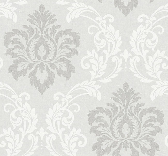 Deco Damask - Cool Mist Wallcovering | Malibu Wallpaper