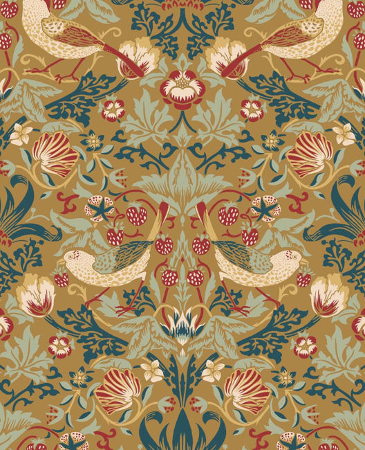 Fragaria Garden - Ochre Wallcovering | Malibu Wallpaper