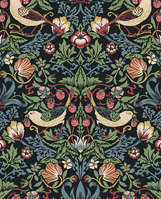Fragaria Garden - Ebony Wallcovering | Malibu Wallpaper
