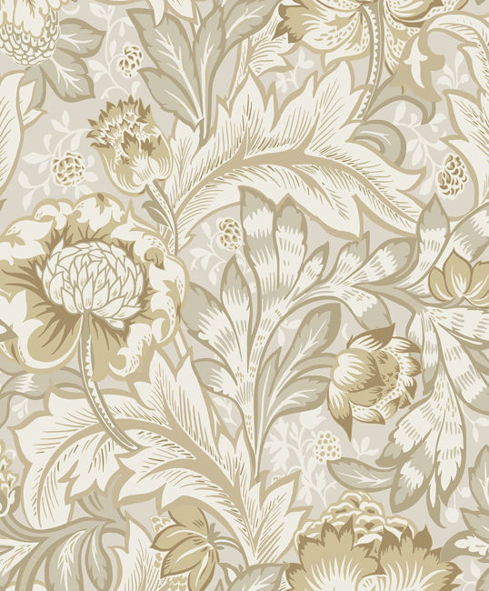 Acanthus Garden - Warm Neutral Wallcovering | Malibu Wallpaper