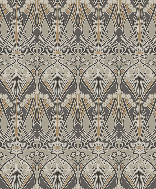 Dragonfly Damask - Metallic Bronze & Smoke Wallcovering | Malibu Wallpaper