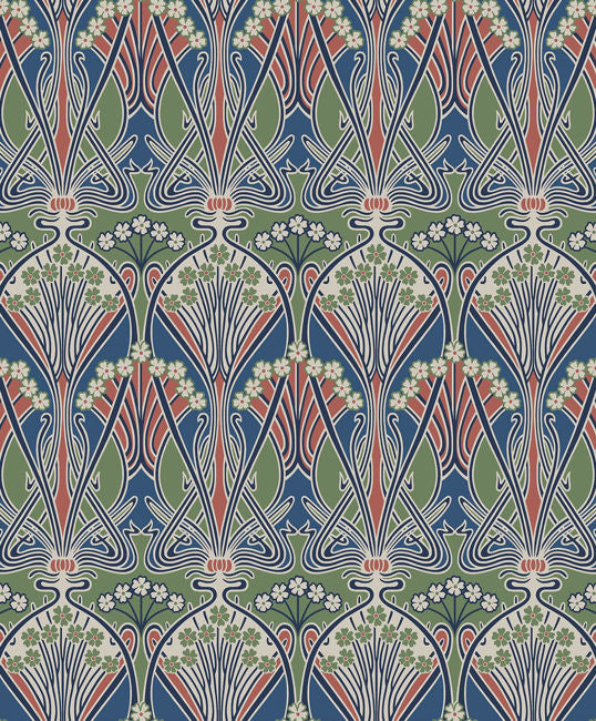 Dragonfly Damask - Mauve & Sage Wallcovering | Malibu Wallpaper
