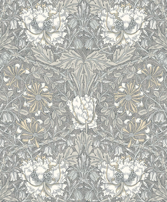 Ogee Flora - Stone Grey & Desert Sand Wallcovering | Malibu Wallpaper