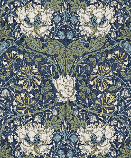 Ogee Flora - Indigo Dye & Thyme Wallcovering | Malibu Wallpaper