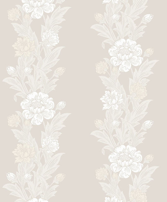 Blooming Stripe - Swiss Coffee Wallcovering | Malibu Wallpaper