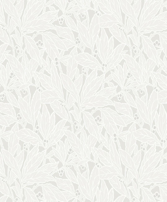 Leaf and Berry - Dove & Metallic Pearl Wallcovering | Malibu Wallpaper