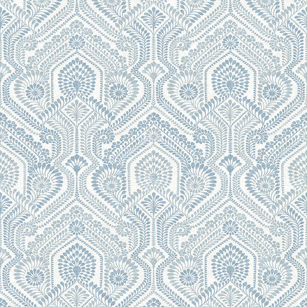 Fernback, Blue Wallcoverings | Malibu Wallcovering