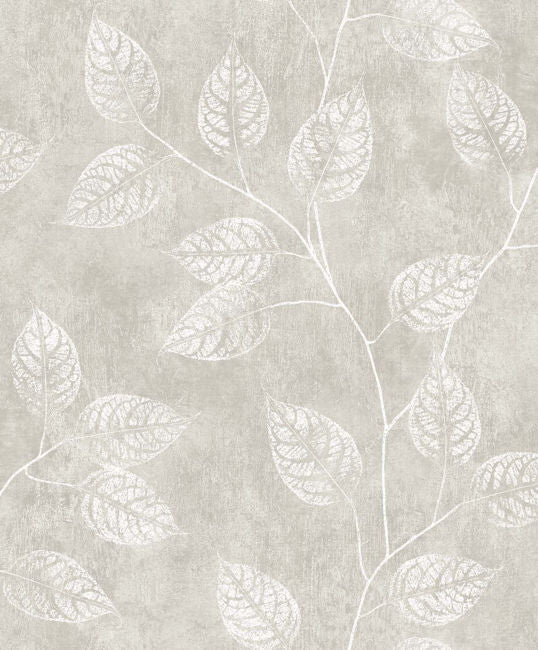 Leaf Impression - Gray Taupe Wallcovering | Malibu Wallpaper