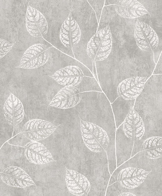 Leaf Impression - Slate Wallcovering | Malibu Wallpaper