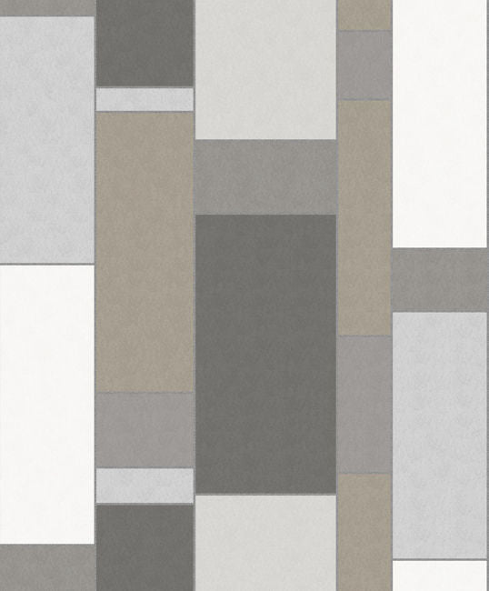 De Stijl Geometric - Hammered Steel & Metallic Silver Wallcovering | Malibu Wallpaper