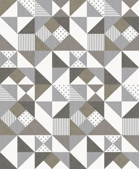 Lozenge Geometric - Silver & Antique Silver Wallcovering | Malibu Wallpaper