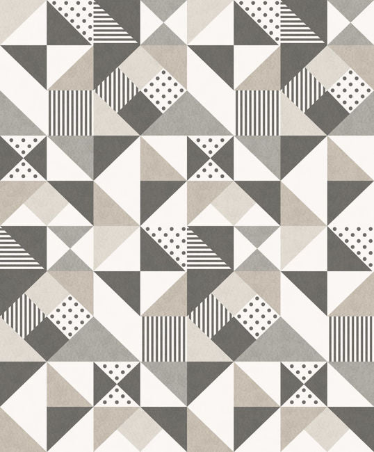 Lozenge Geometric - Hammered Steel & Pavestone Wallcovering | Malibu Wallpaper
