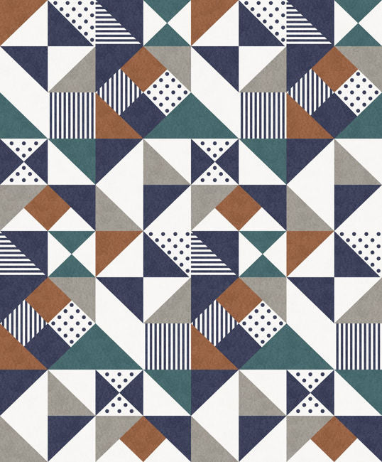 Lozenge Geometric - IndigoÊ & Burnt Orange Wallcovering | Malibu Wallpaper