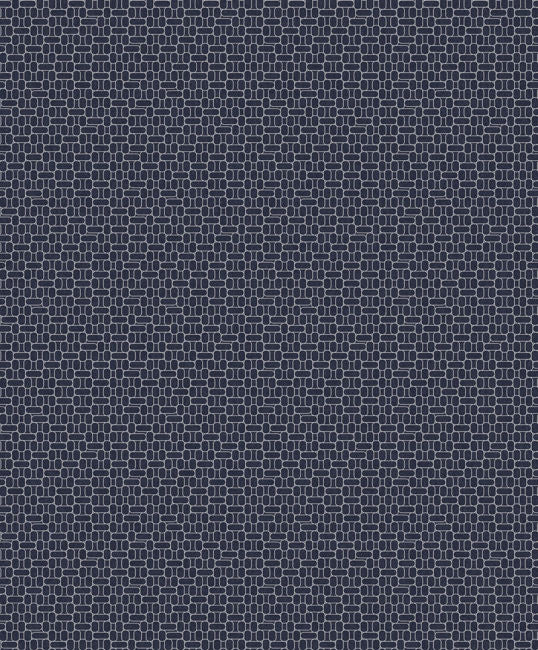 Capsule Geometric - Denim Blue & Metallic Silver Wallcovering | Malibu Wallpaper