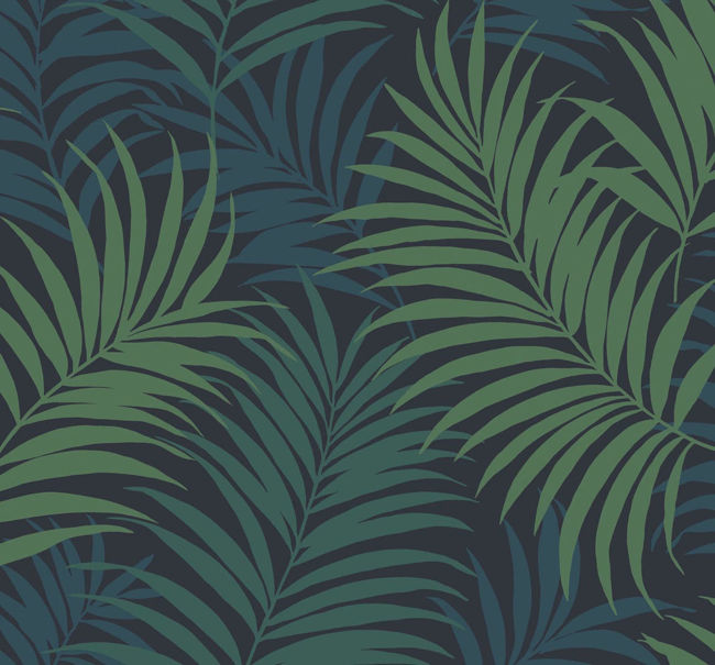 Via Palma - Midnight Blue, Juniper, and Spearmint Wallcovering | Malibu Wallpaper