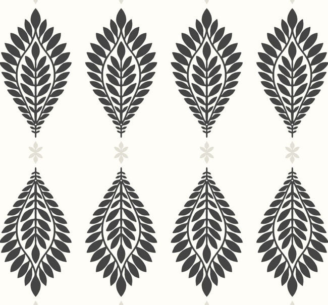 Mirasol Palm Frond - Ebony and Eggshell Wallcovering | Malibu Wallpaper