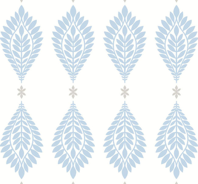 Mirasol Palm Frond - Carolina Blue and Eggshell Wallcovering | Malibu Wallpaper