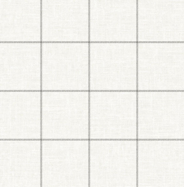 Linen Check - Alabaster and Wrought Iron Wallcovering | Malibu Wallpaper