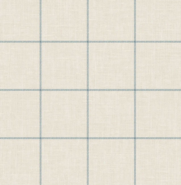 Linen Check - Alabaster and Air Force Blue Wallcovering | Malibu Wallpaper