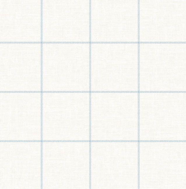 Linen Check - Blue Frost and Bone White Wallcovering | Malibu Wallpaper