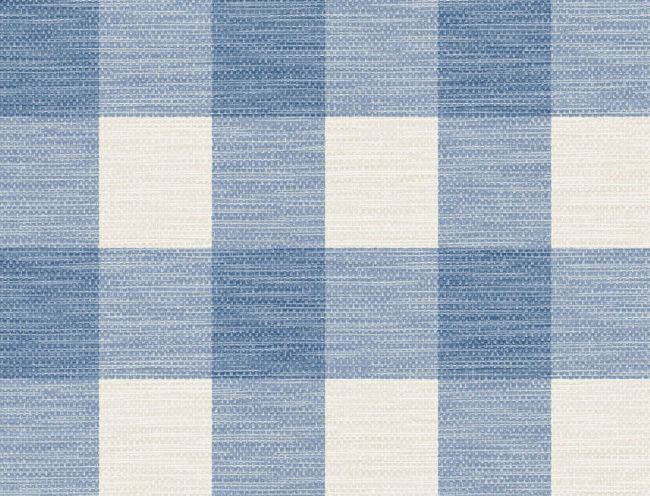 Rugby Gingham - Coastal Blue and Ivory Wallcovering | Malibu Wallpaper