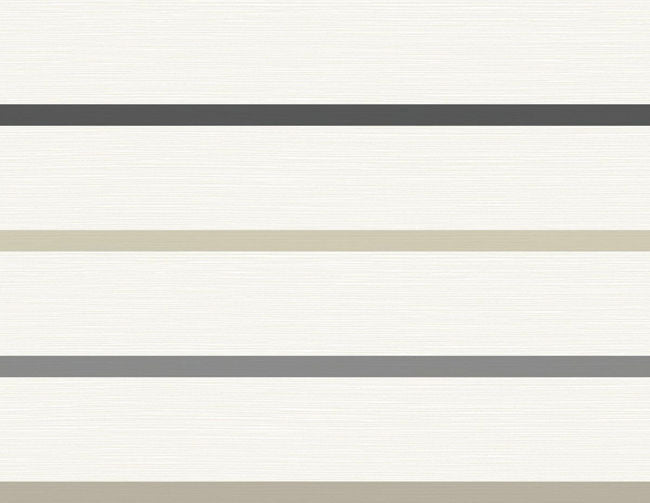 Crew Stripe - Ivory, Wrought Iron, and Sand Dollar Wallcovering | Malibu Wallpaper