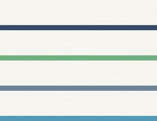 Crew Stripe - Midnight Blue, Spearmint, and Eggshell Wallcovering | Malibu Wallpaper