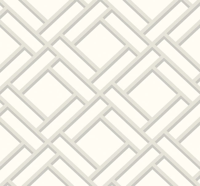 Block Trellis - Metallic Silver and Eggshell Wallcovering | Malibu Wallpaper